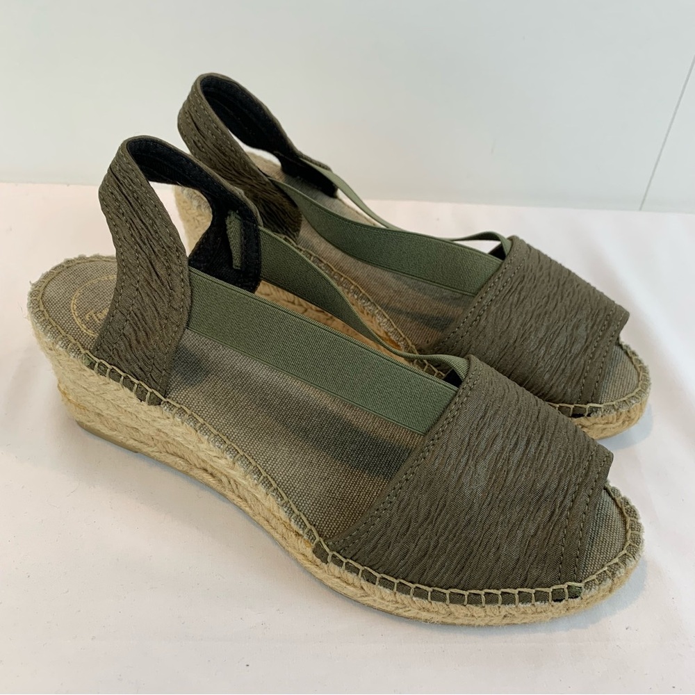 Toni Pons Teide-P Espadrille Wedge Slingback Sandal Khaki Green EU 37-US 6.5